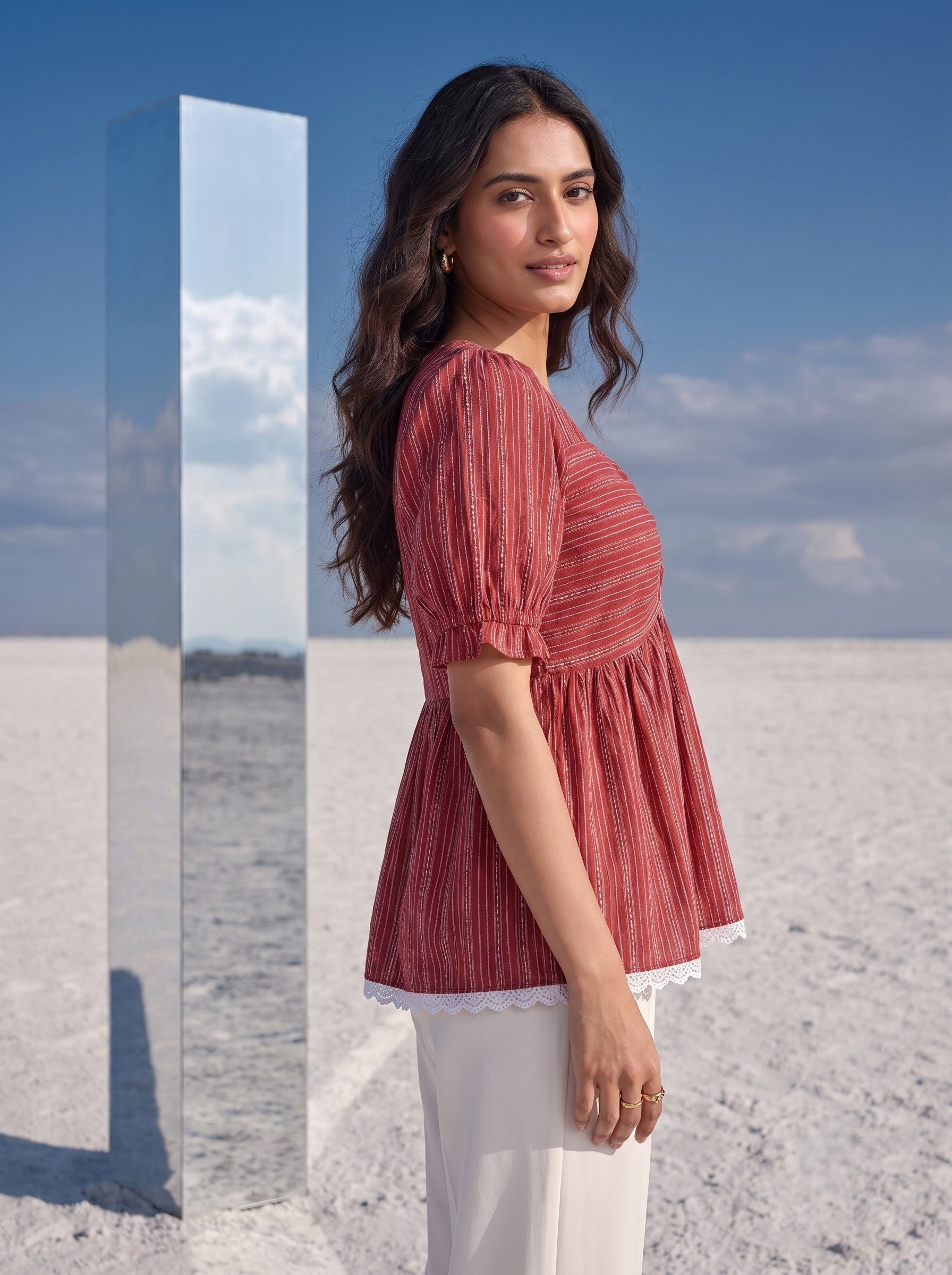 Ruby Stripe Ruffle Top