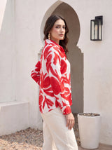 Scarlet Bloom Button Shirt