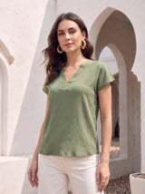 Olive Grove Cap-Sleeve Top
