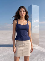 Navy Buckled Corset Camisole
