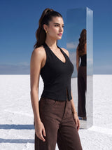 Noir Halter Slit Top