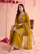 Lime Green Embroidered Sharara Set