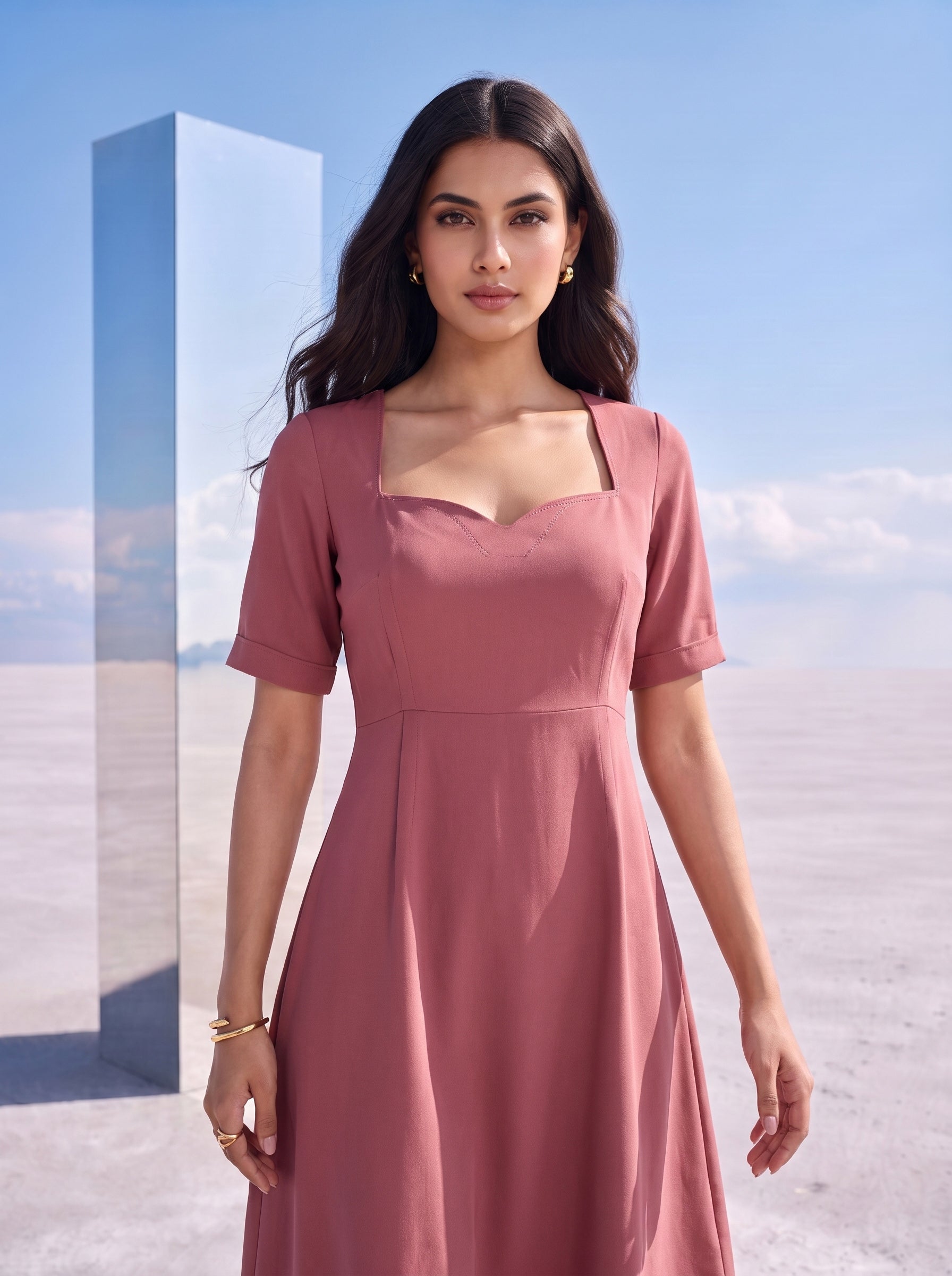 Dusty Rose A-Line Dress
