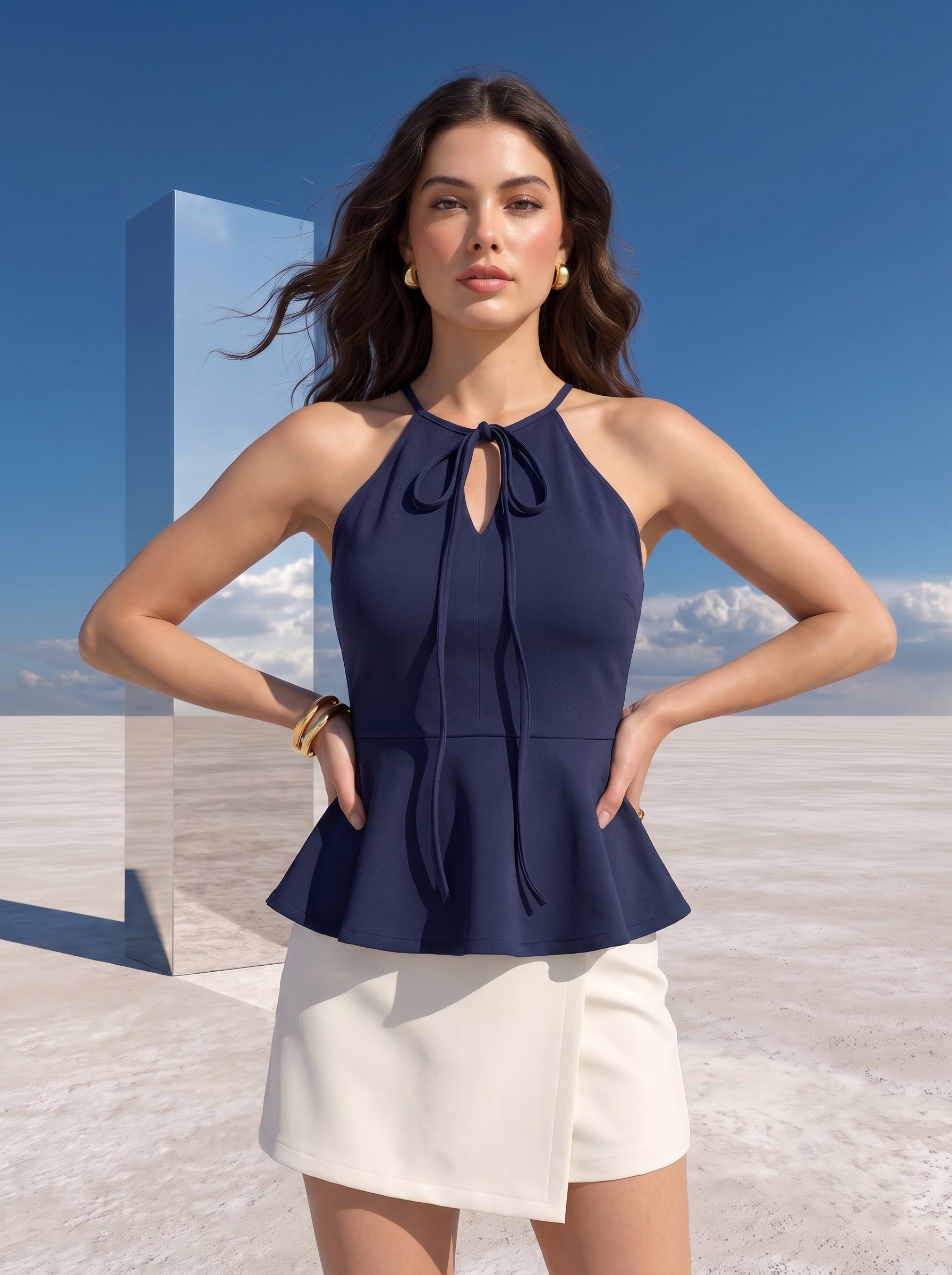 Midnight Halter Peplum Top
