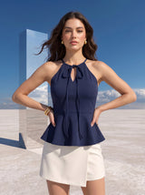 Midnight Halter Peplum Top