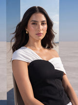 Monochrome Twist Off-Shoulder Top