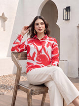 Scarlet Bloom Button Shirt