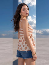 Vanilla Latte Mixed-Print Camisole