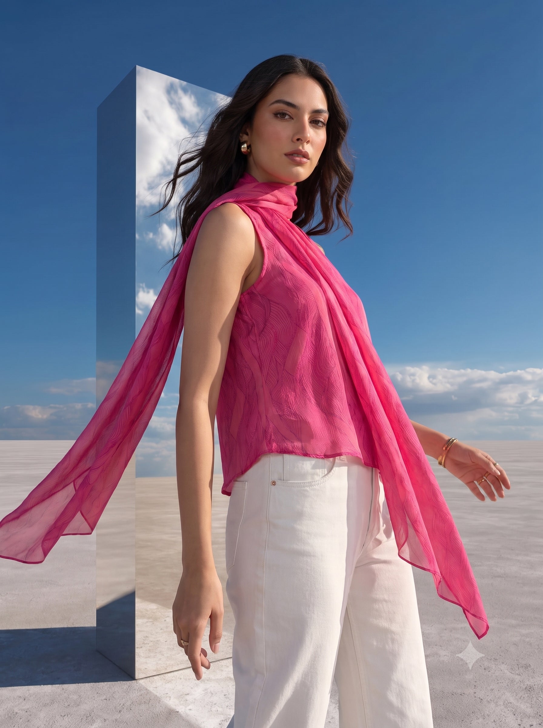 Magenta Luxe Scarf Top