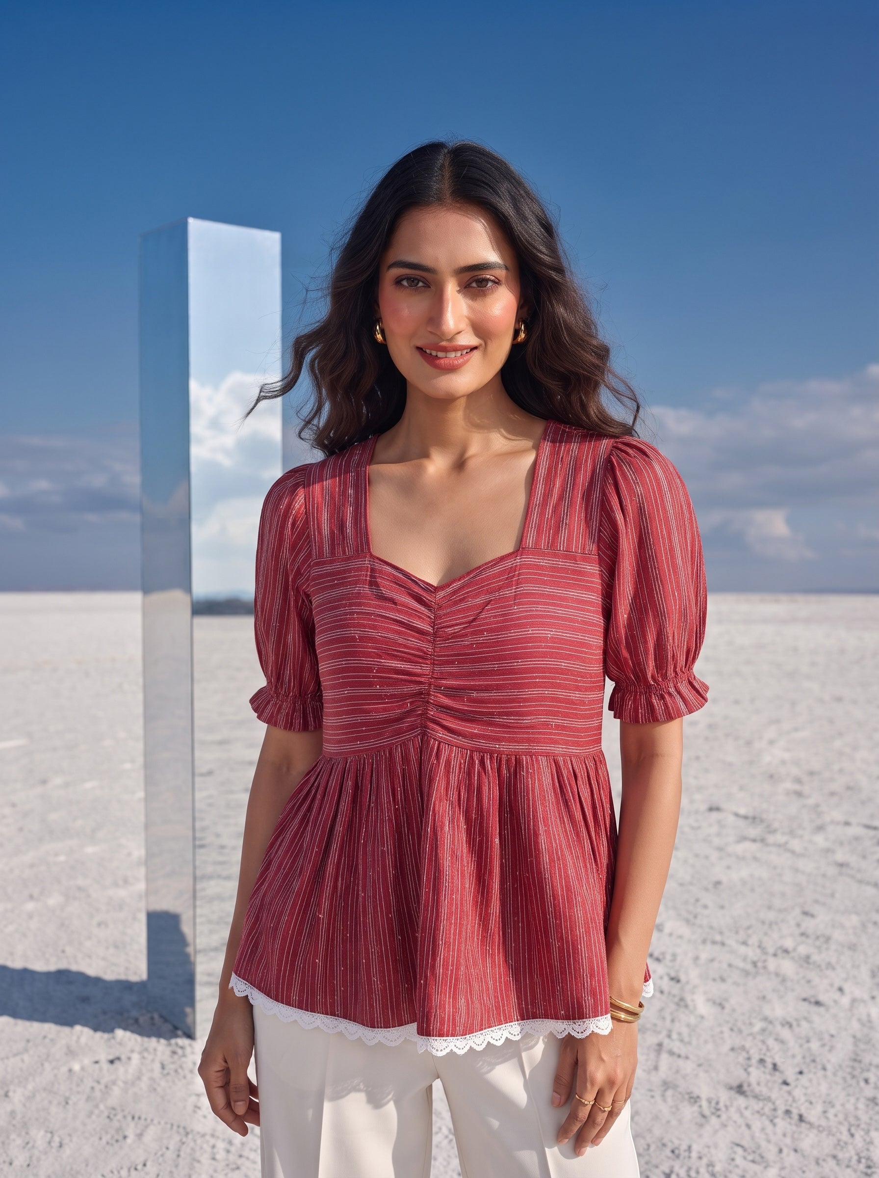 Ruby Stripe Ruffle Top