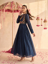 Navy Soraya Embroidered Dress