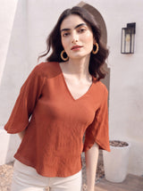 Terracotta Flutter Top