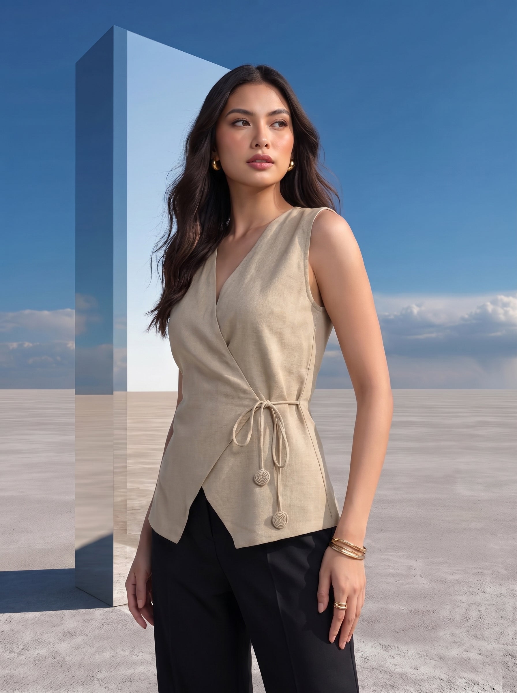 Clean Girl Side-Tie Wrap Top