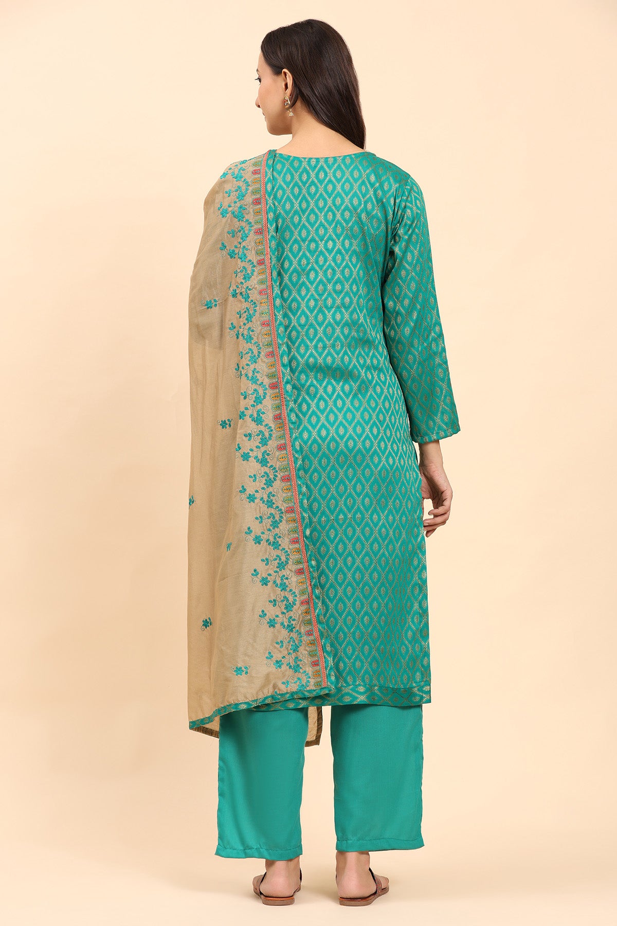 Sea Green Women's Unstitched Kurta Set-1