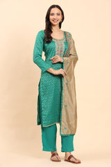 Sea Green Women's Unstitched Kurta Set-1