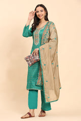 Sea Green Women's Unstitched Kurta Set-1