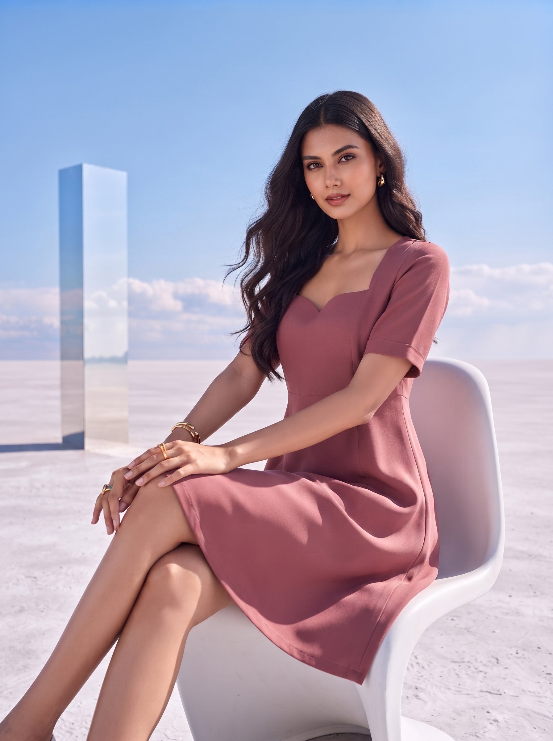Dusty Rose A-Line Dress