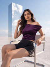 Plum Velvet Off-Shoulder Top