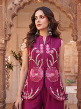 Magenta Embroidered Co-ord Set