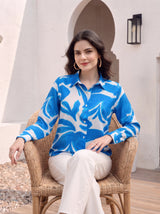 Cobalt Bloom Button Shirt