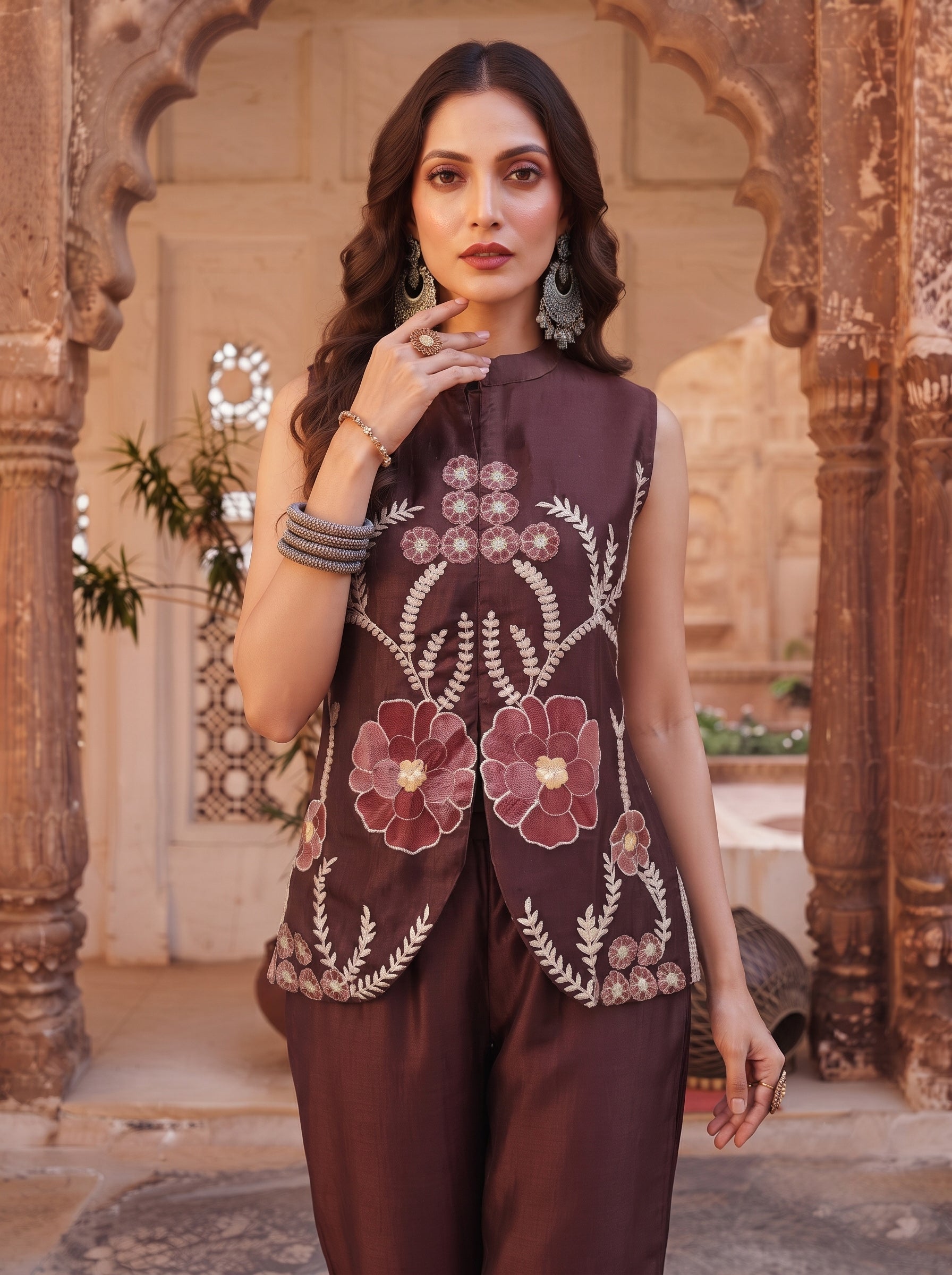 Mahogany Embroidered Co-ord Set