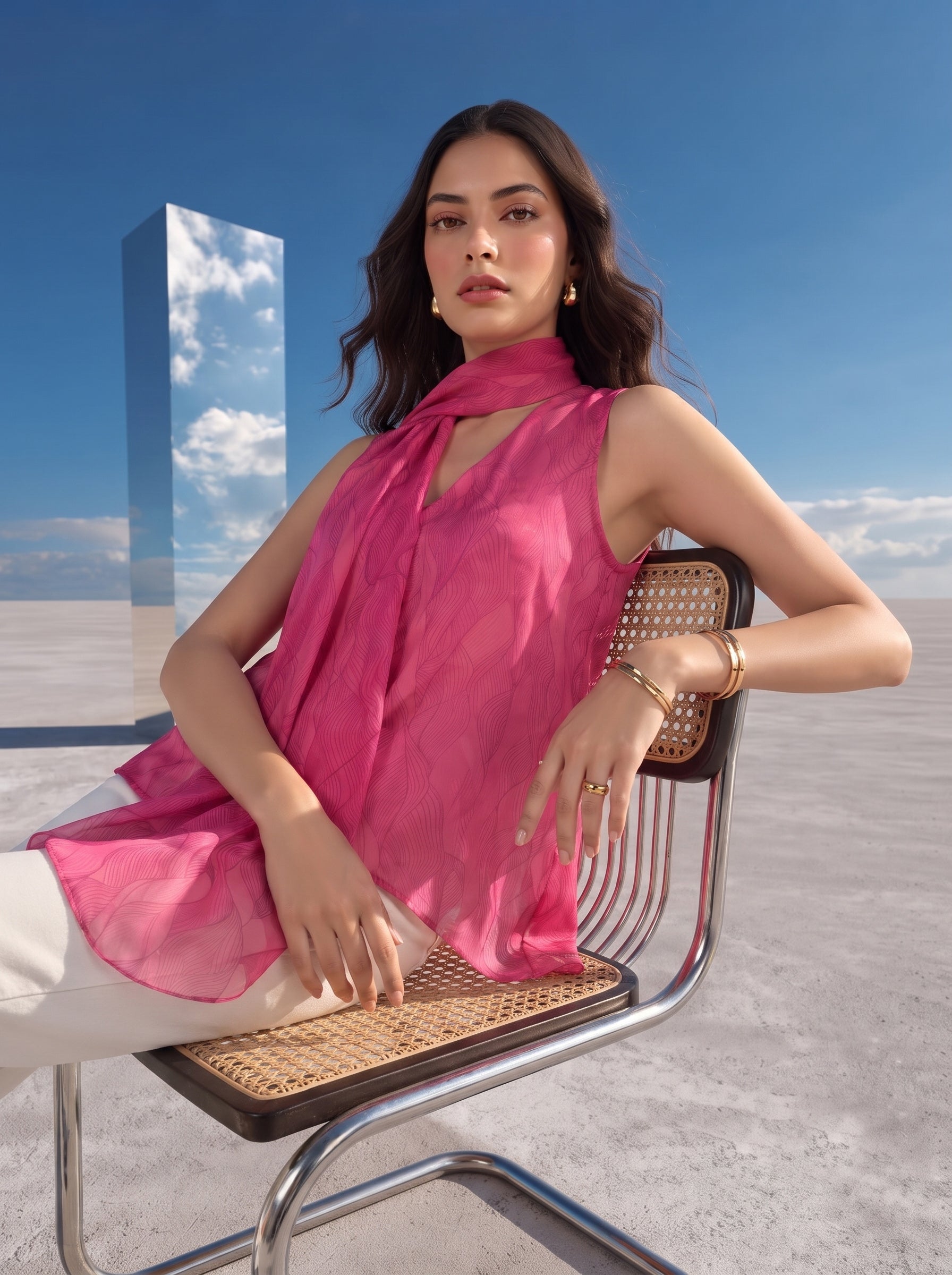 Magenta Luxe Scarf Top