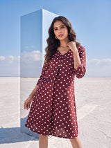 Polka Dot Diva Berry Chic Maroon Dress