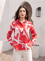 Scarlet Bloom Button Shirt