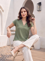 Olive Grove Cap-Sleeve Top