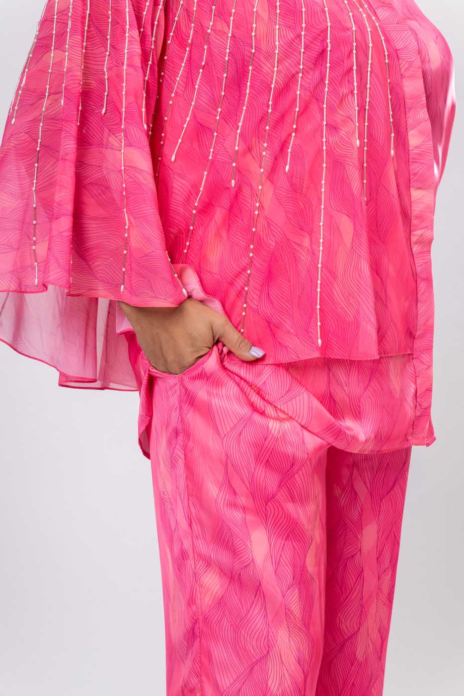 Carnival Evening Pink Cape Co-ord Set