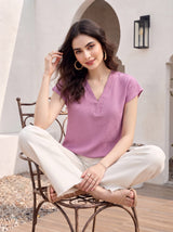 Blush Button-Placket Top