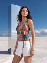 Sunset Mosaic Wrap Top