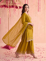 Lime Green Embroidered Sharara Set