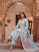 Powder Blue Bloom  Festive Kurta Set