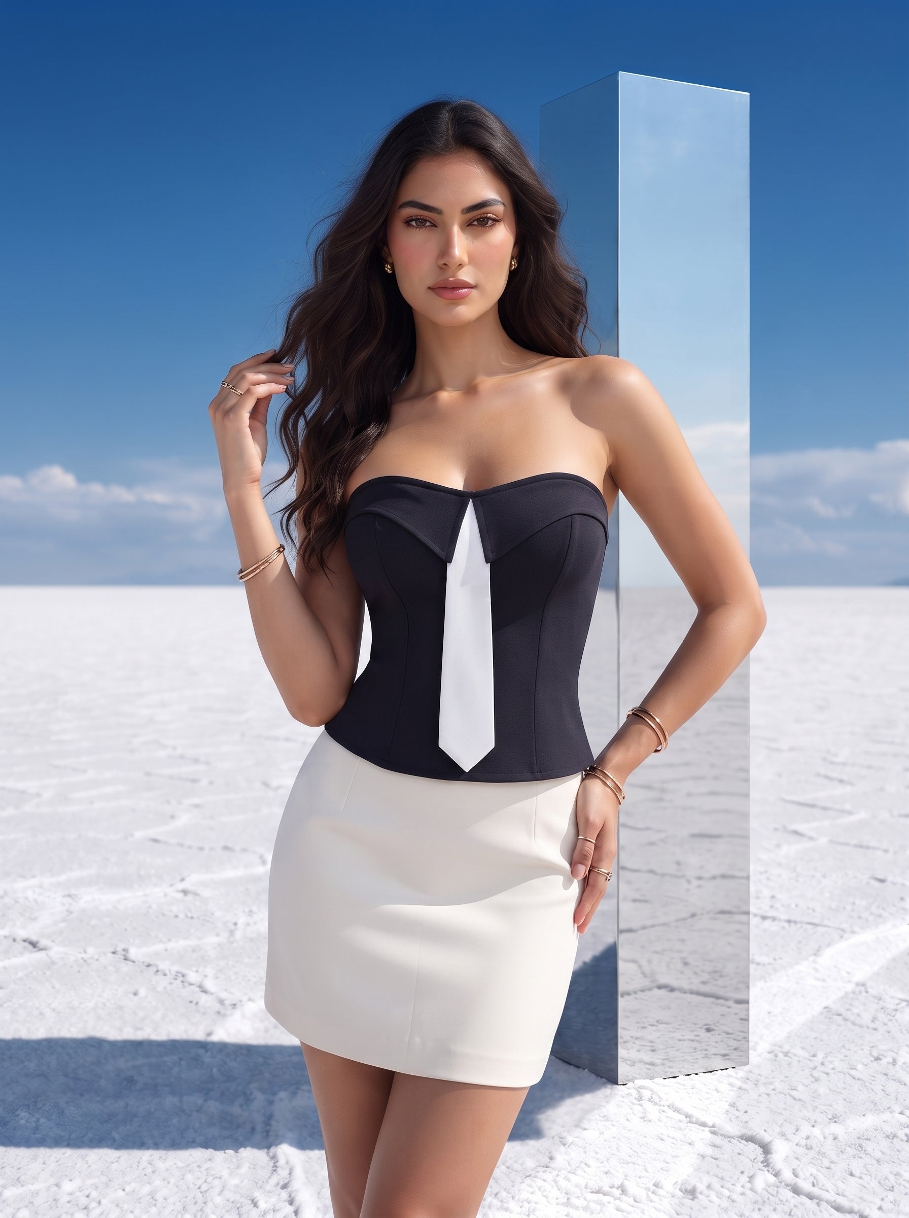Monochrome Tux Corset Top