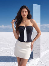 Monochrome Tux Corset Top