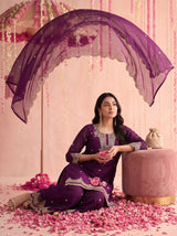 Royal Purple Embroidered Sharara Set