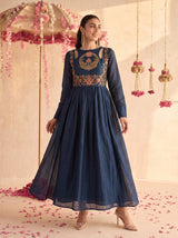 Navy Soraya Embroidered Dress