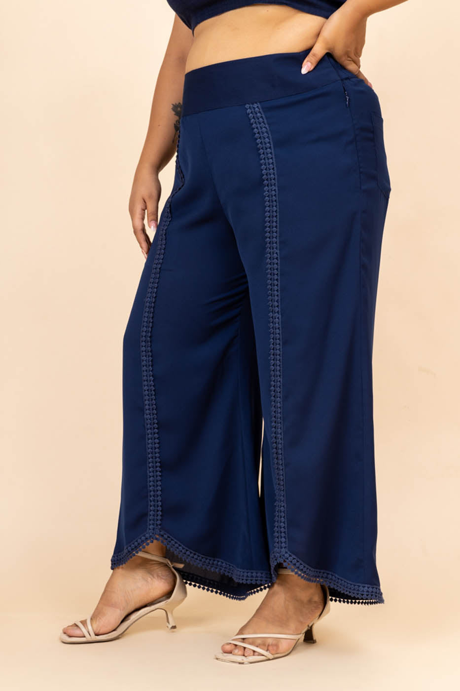 Jalsa Crochet Lace Navy Blue Tummy Shaper Pants