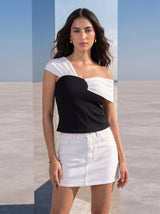 Monochrome Twist Off-Shoulder Top