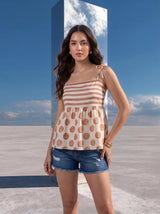 Vanilla Latte Mixed-Print Camisole