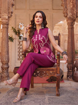 Magenta Embroidered Co-ord Set