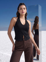 Noir Halter Slit Top