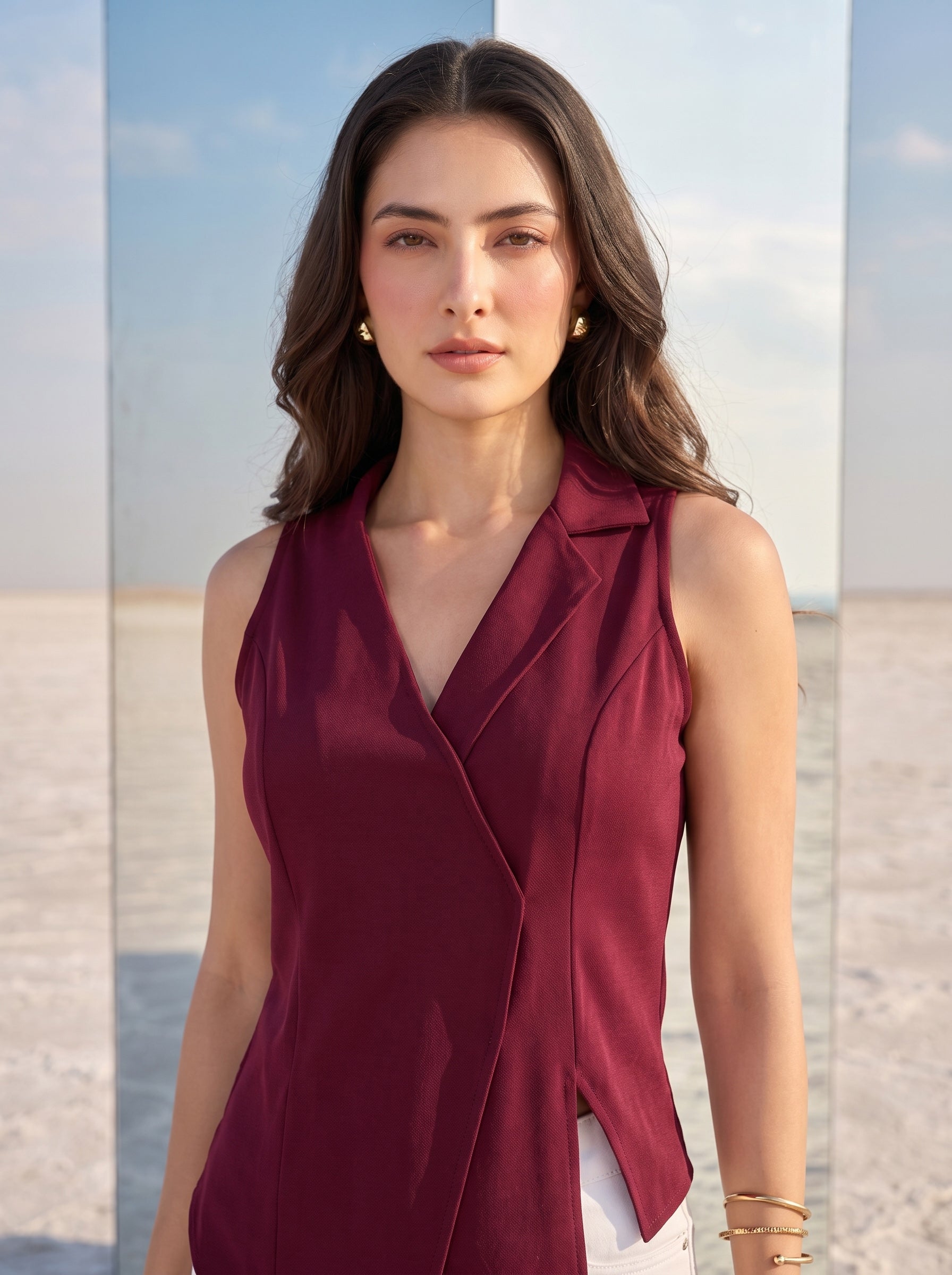 Burgundy Wrap Top