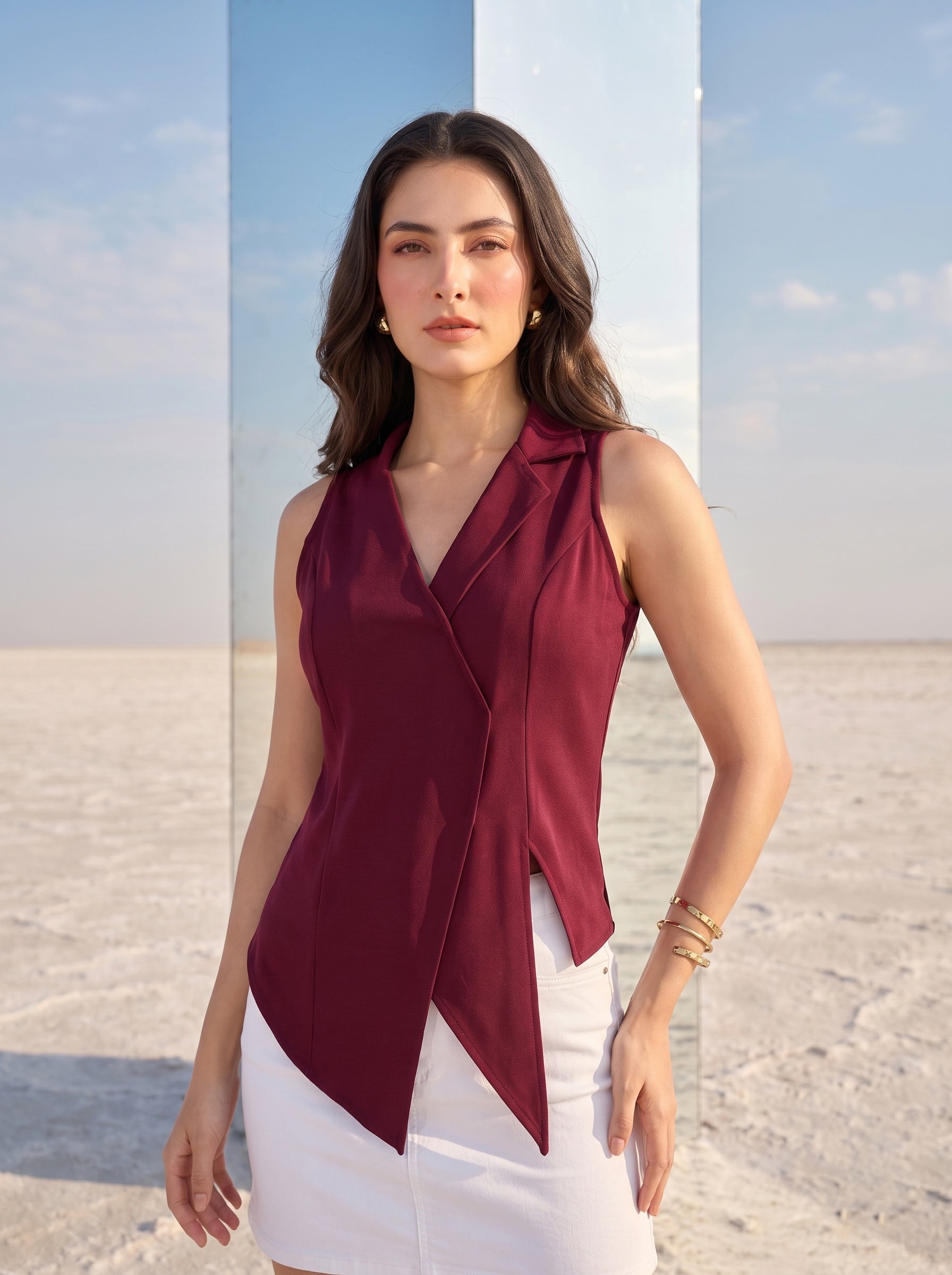 Burgundy Wrap Top