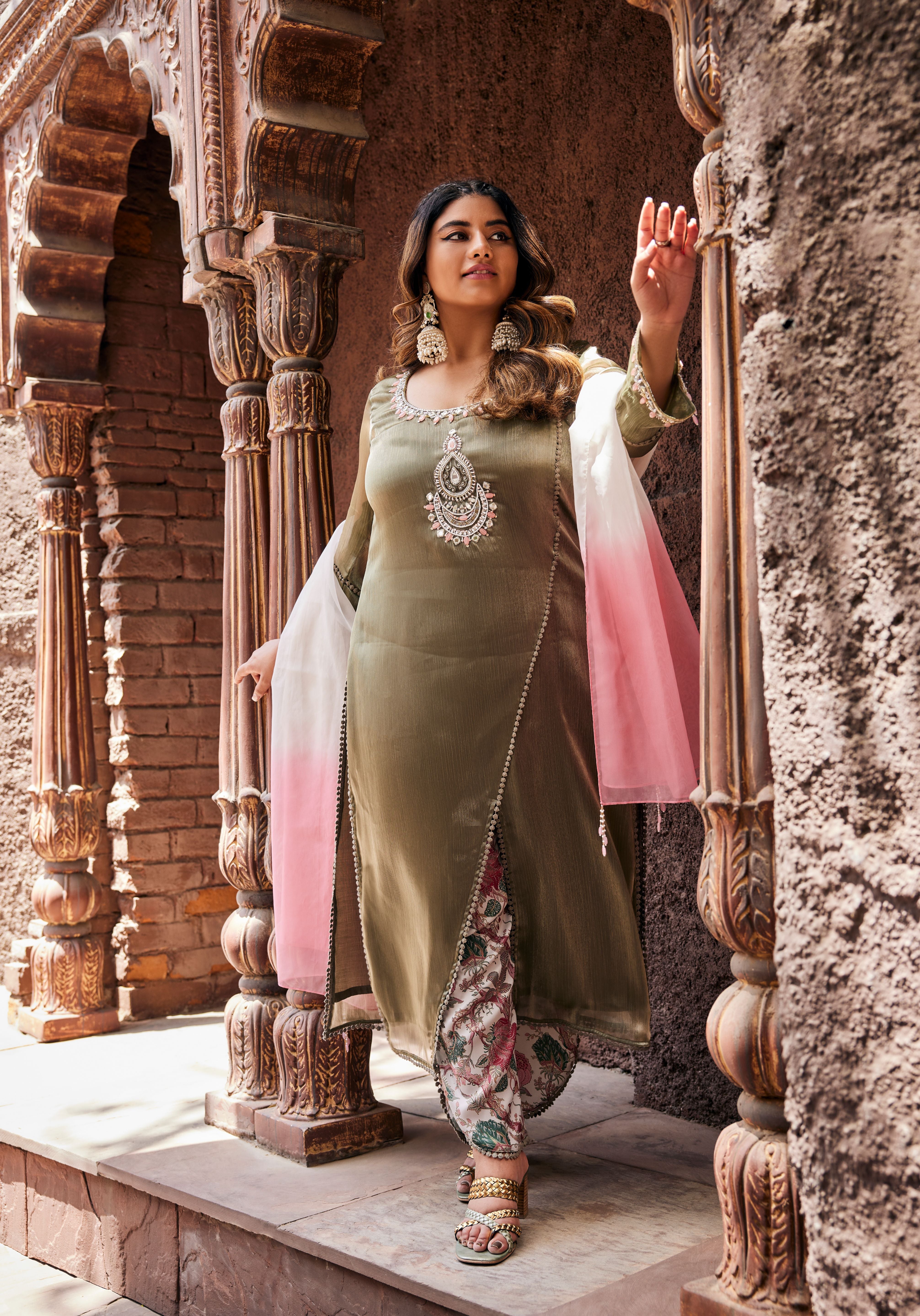 Mirage Chand Embroidered Suit set with Dupatta