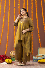 Crushed Golden Tilla-Work Kurta Co Ord Set