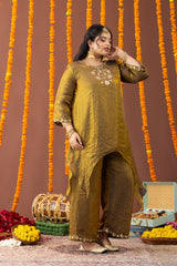 Crushed Golden Tilla-Work Kurta Co Ord Set