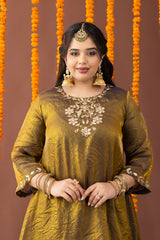 Crushed Golden Tilla-Work Kurta Co Ord Set