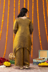Crushed Golden Tilla-Work Kurta Co Ord Set